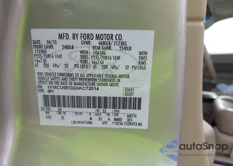 2010 Ford Escape Limited from USA, damaged, VIN 1FMCU9EG2AKC72014